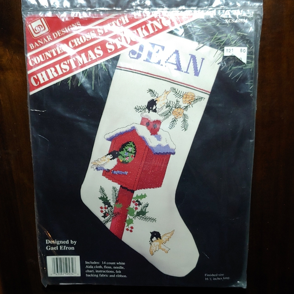 Festive Cross Stitch Stocking Kit - Red and White